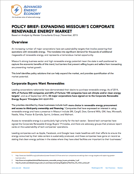 Expanding Missouri's Corporate Renewable Energy Market