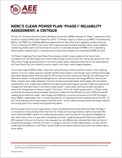 NERC's Clean Power Plan Phase I Reliability Assessment Critique